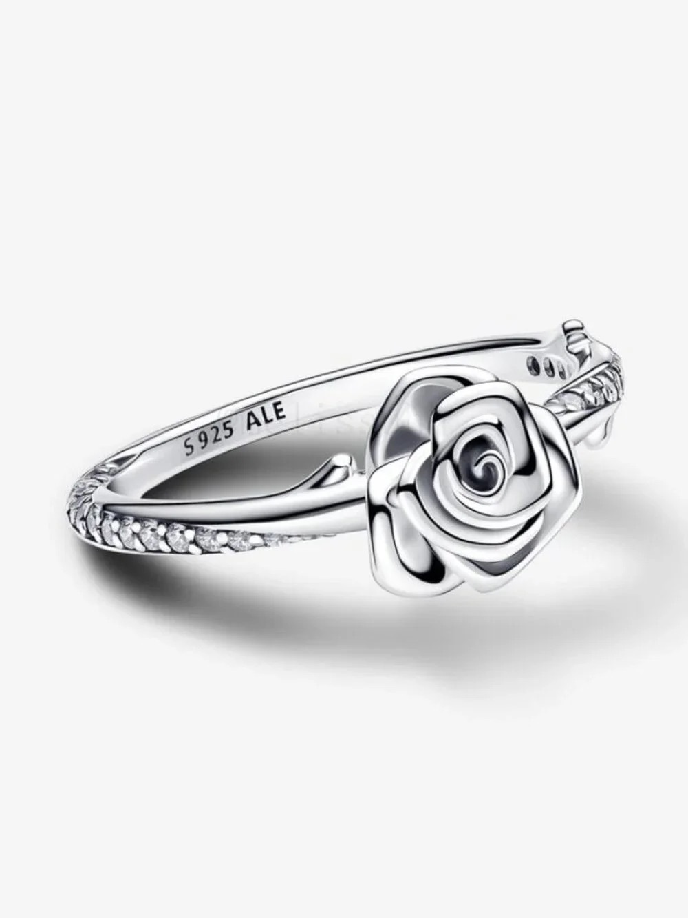 Pandora Sterling Rose Ring with Pavé Accents - Silver